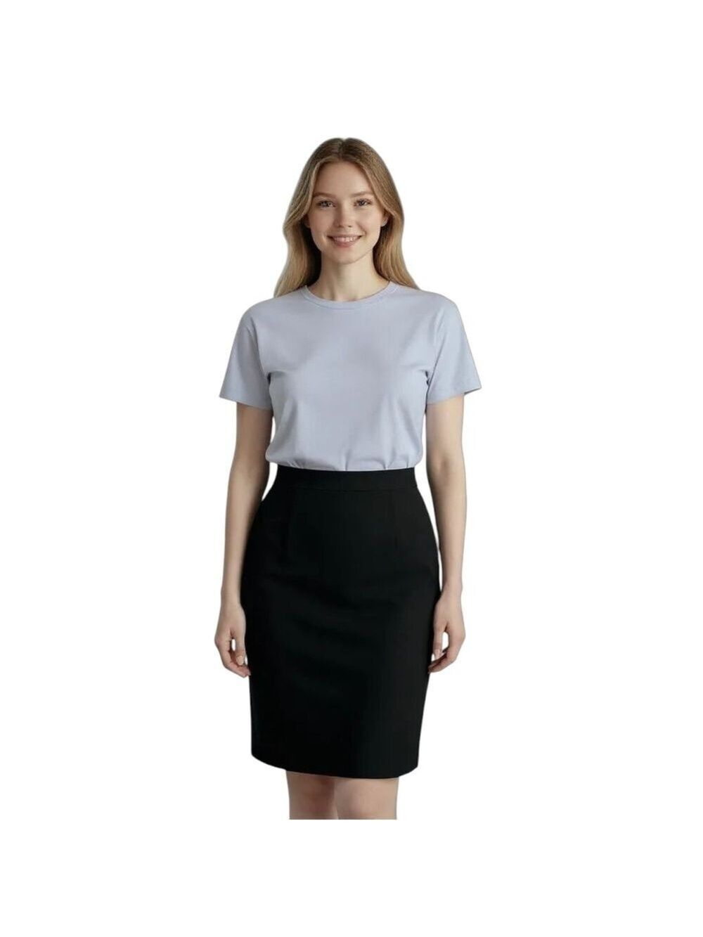 Suit Studio Black Lined Business Back Slit Career Pencil Skirt Size 6 Polyester